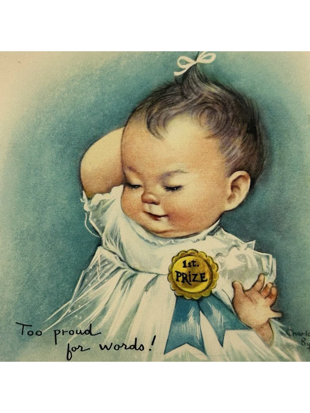 Vintage Charlot Byj New Baby Congratulations Card Unused Mid Century 1950s   N-2